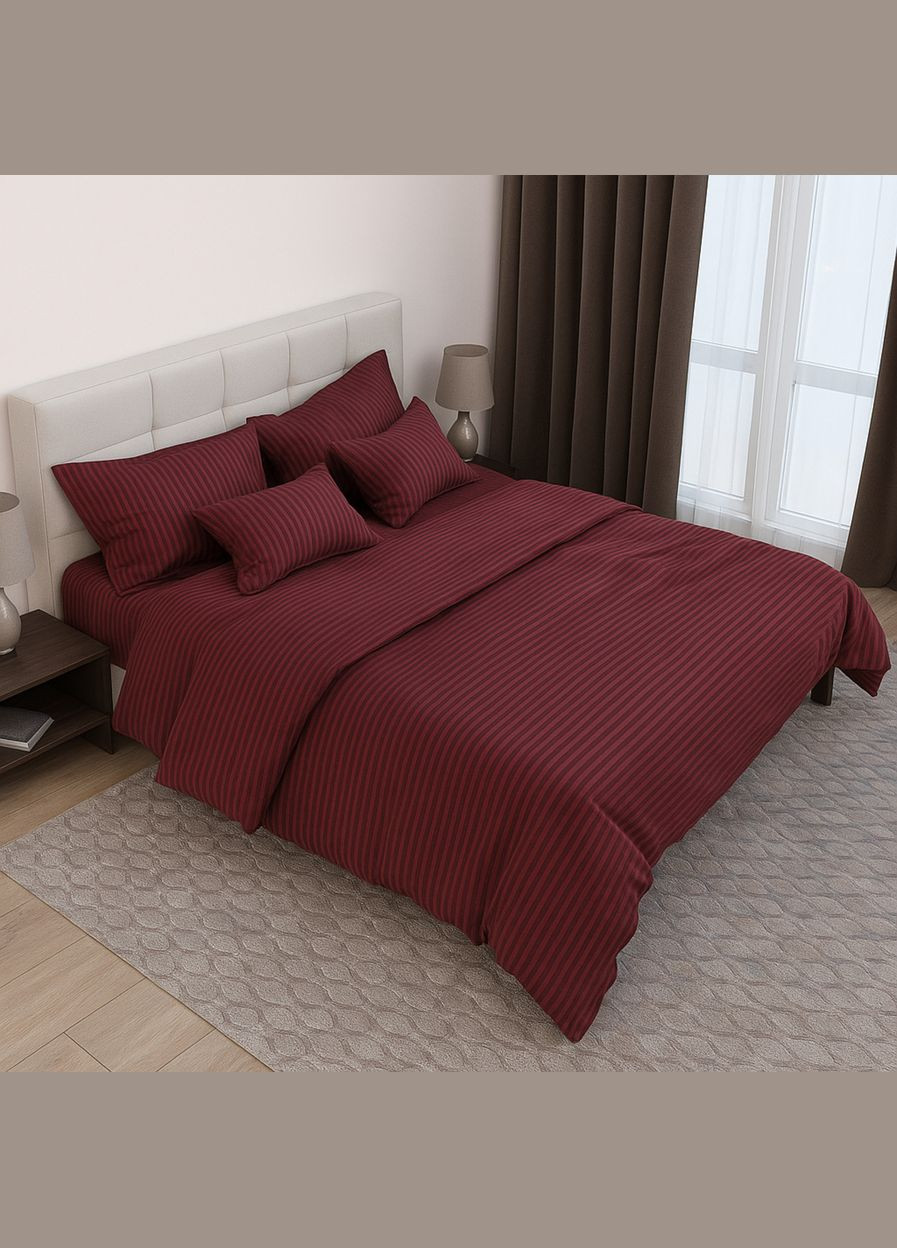 Комплект постільної білизни сімейний 4 наволочки Страйп сатин 561652 Ananasko (330642368)