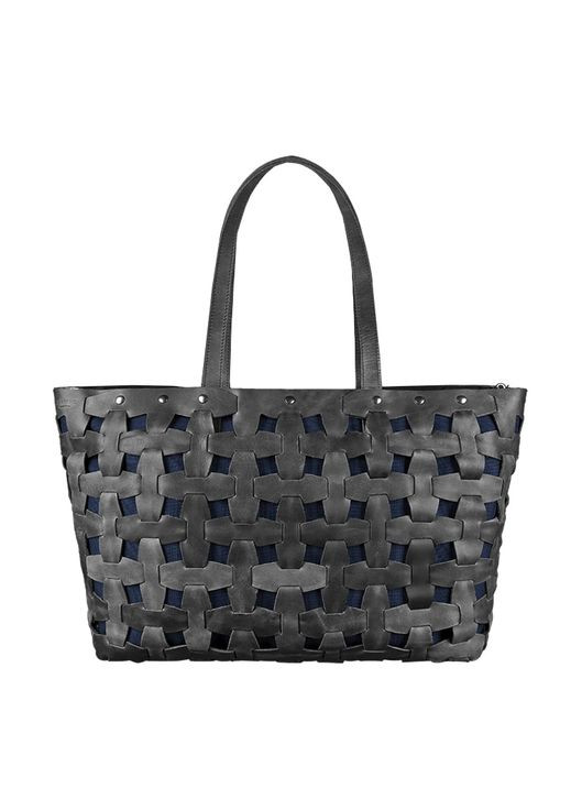 Кожаная женская плетеная сумка Пазл Xl черная Crazy Horse (A-026674) BlankNote шоппер (327874082)