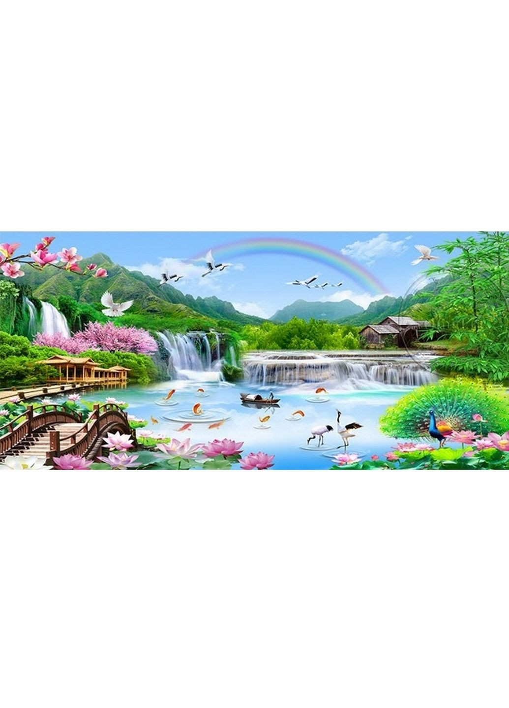 Набор для вышивки крестом пейзаж радуга водопад птицы No Brand 6373 (285710212)