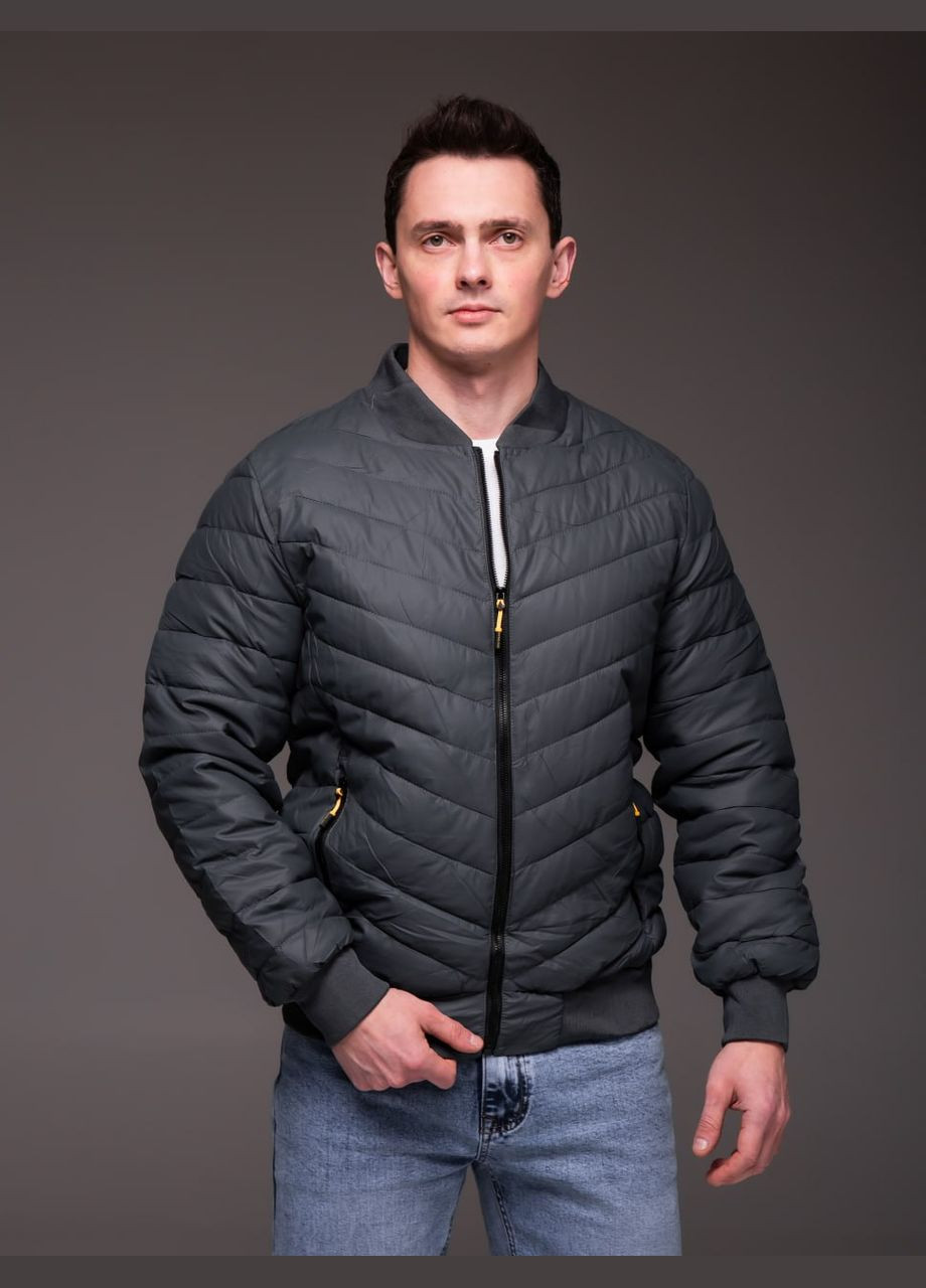 Серая демисезонная весенняя куртка-бомбер с утеплением Vakko