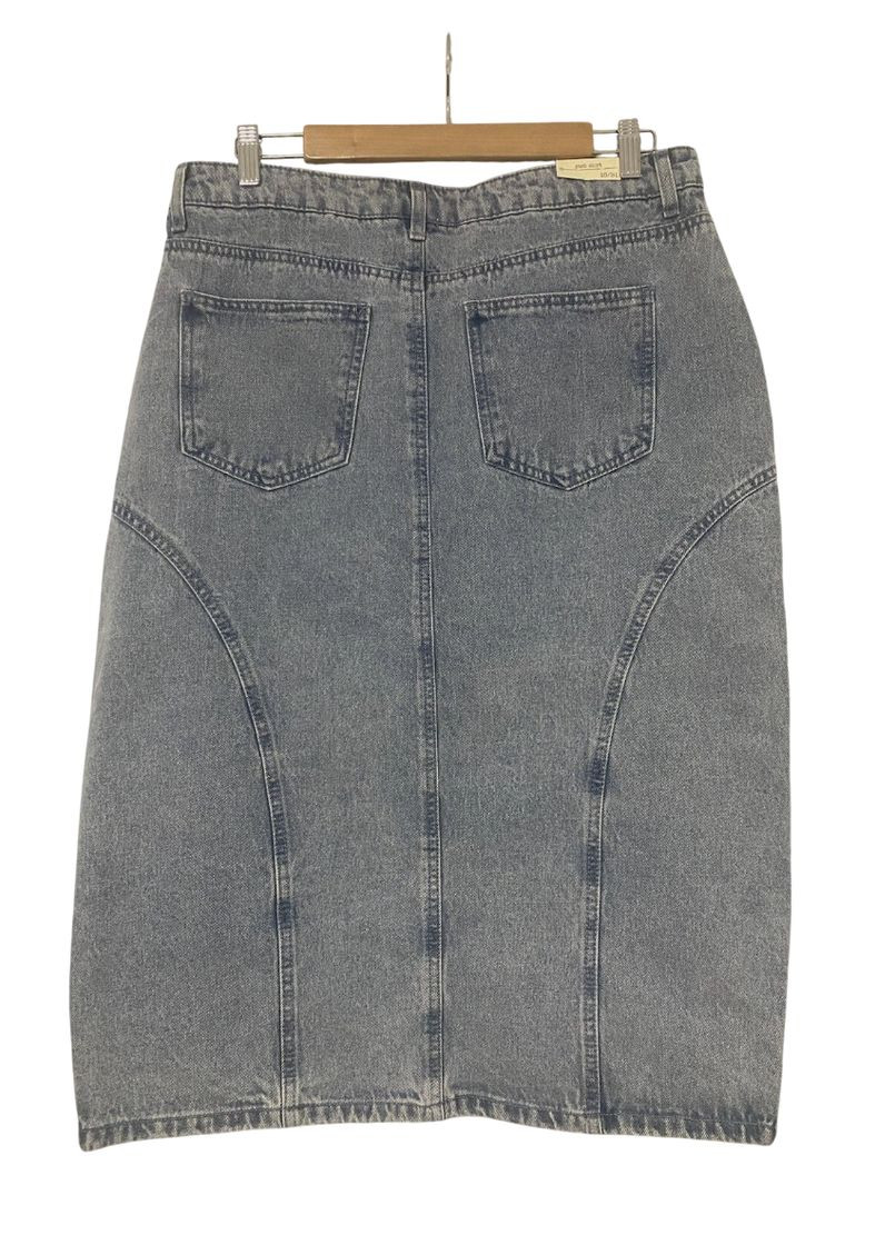 Синяя офисная, повседневная, кэжуал, джинсовая женская юбка джинсовая меди banjara с разрезом спереди, в стиле бохо ban.jara