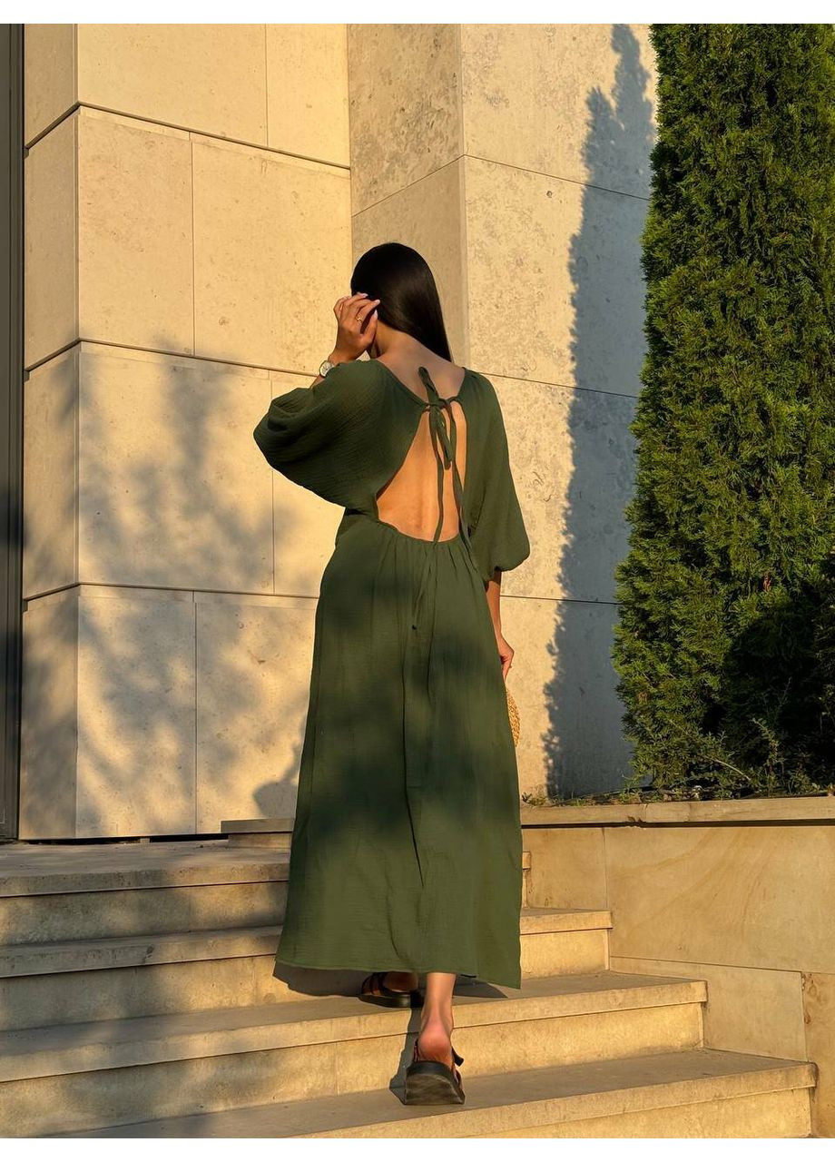 Зелена повсякденний жіноча сукня marysia з відкритою спиною (mil540) milirud