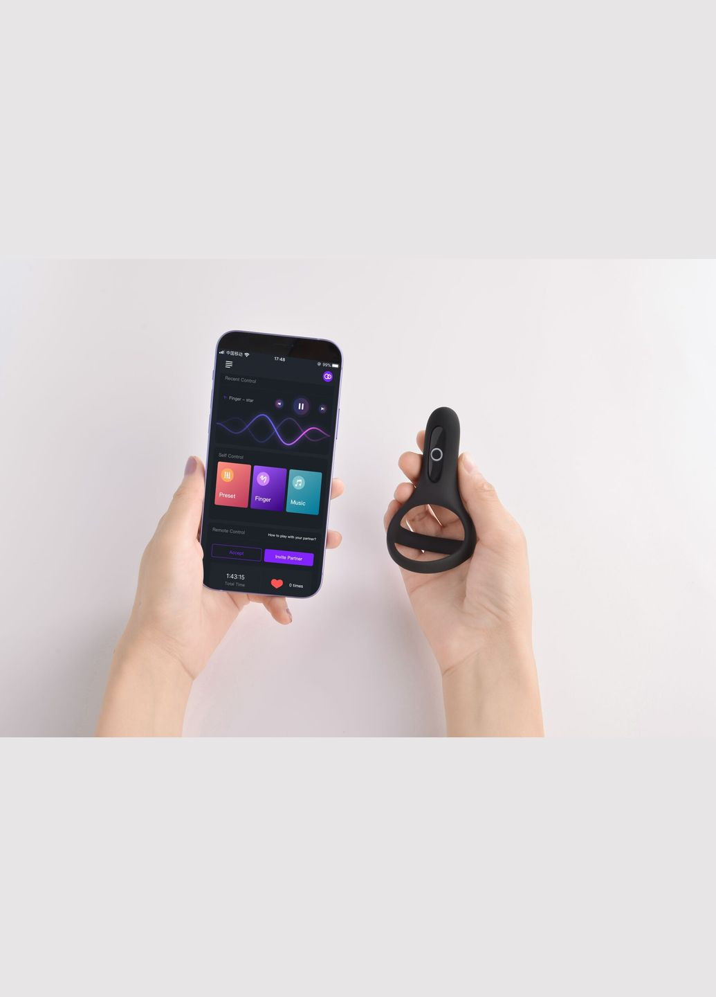 Двойное эрекционное кольцо Magic Motion Rise Black, управление со смартфона Fun Town (296627128)