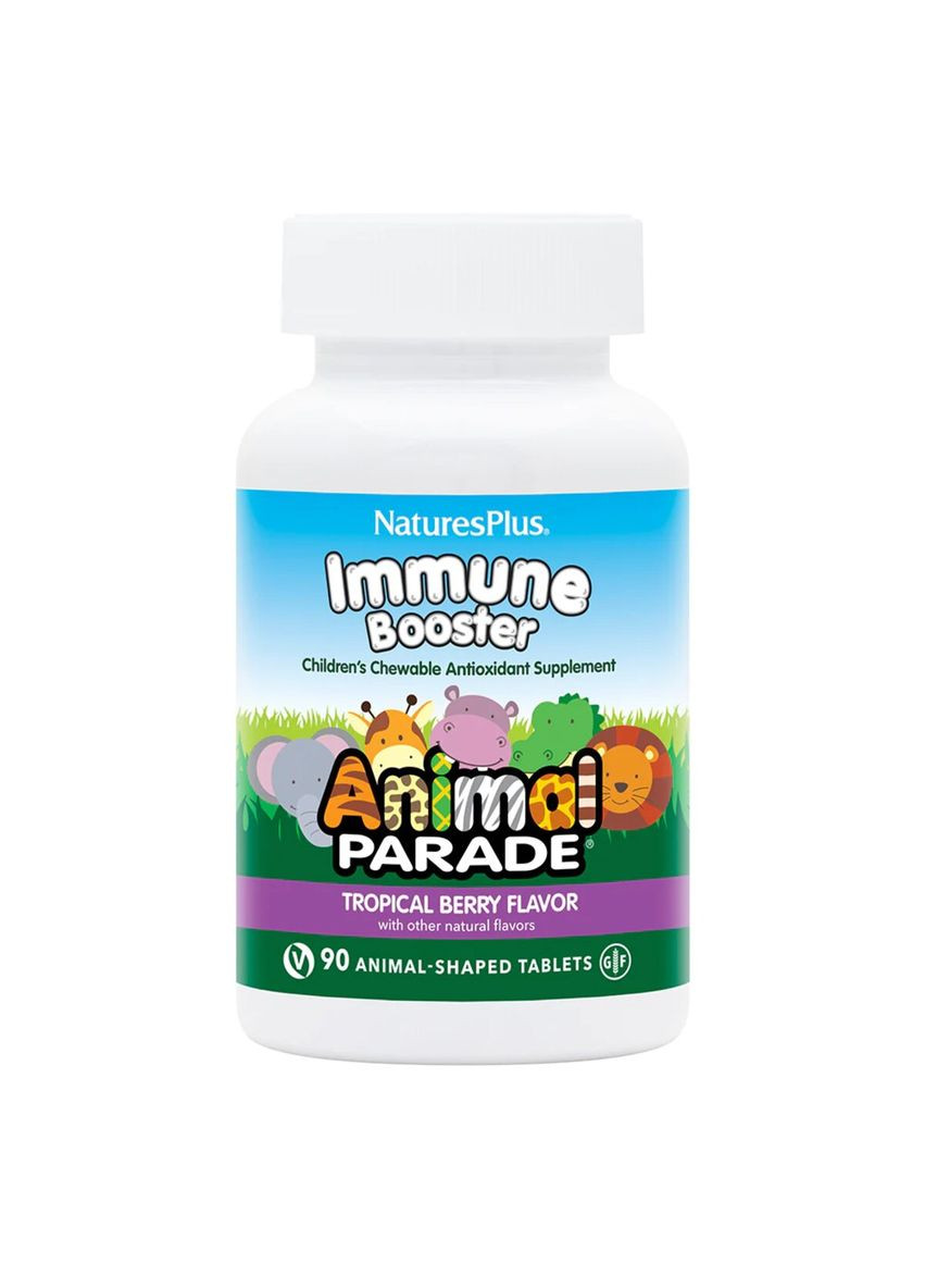 Комплекс для Підтримки та Захисту Імунної Системи для Дітей, Смак Тропічних Ягід, Animal Parade,, 90 жувальних таблеток Natures Plus (326054251)