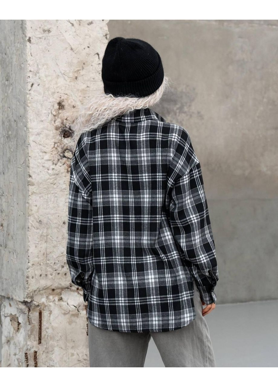 Сорочка жіноча з бавовни, оверсайз, в модну клітинку, стильна, тепла No Brand Manaka 001 (351640625)