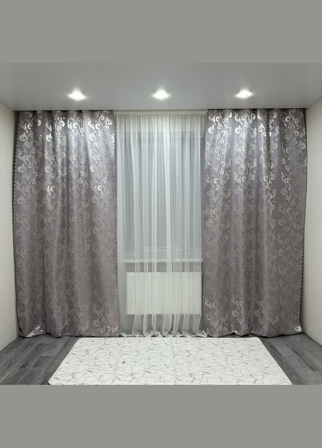 Комплект штор жаккардових з вензельним візерунком — 2 шт. (1.5×2.7 м) бузкового кольору No Brand (331145696)