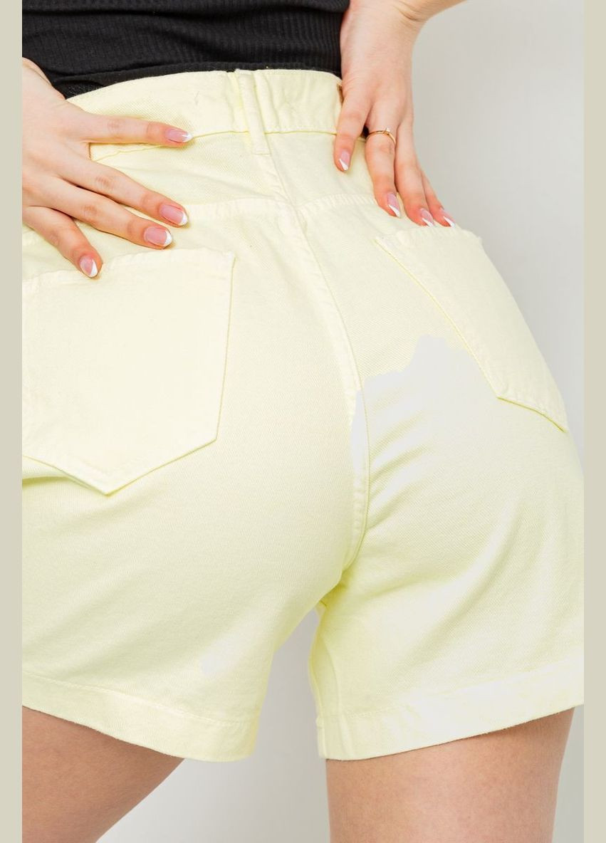 Джинсовые однотонные женские шорты, цвет лимонный, Ager (292130643)