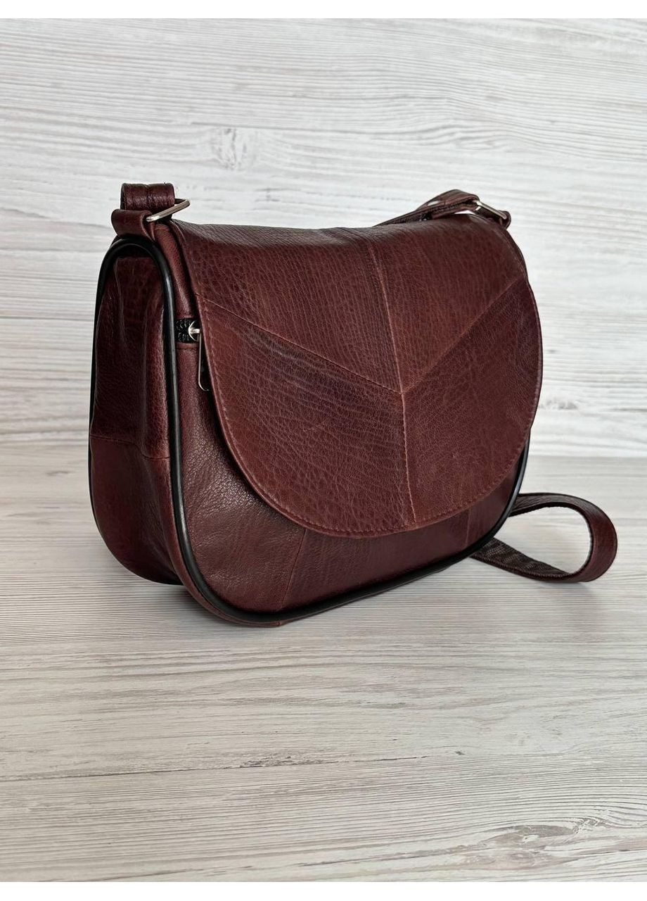 Сумочка женская натуральная фактурная кожа темно-коричневая 103055 No Brand (362561199)