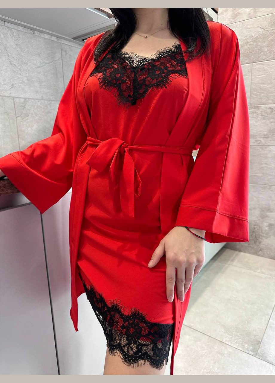 Халат и ночнушка, черный комплект для дома. Exclusive (311669553)