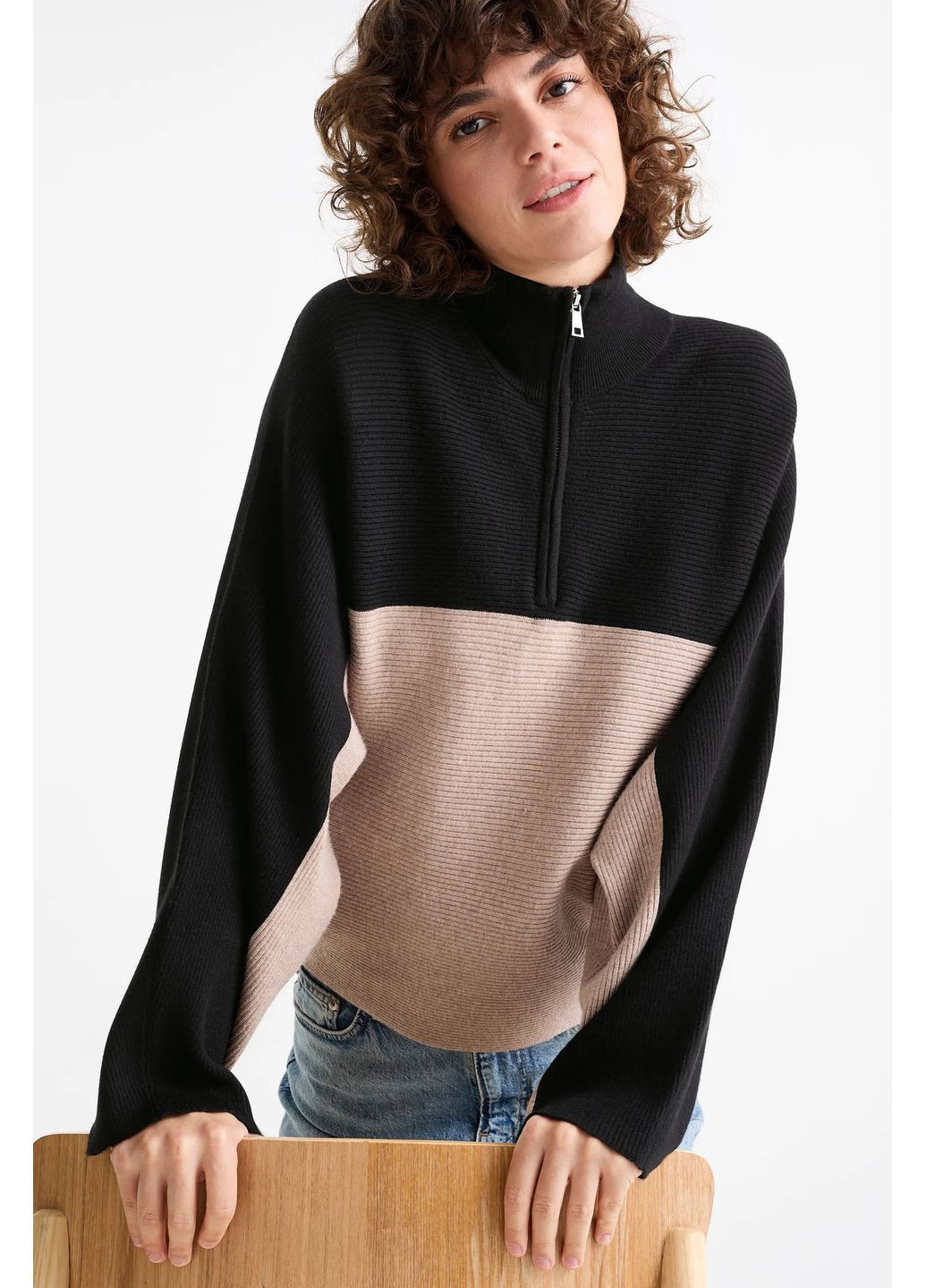 Комбінований демісезонний зип светр із бавовни C&A