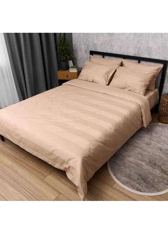 Комплект постельного белья Satin Stripe Полуторный Евро 160х220 наволочки 2х50х70 (MS-820016891) Moon&Star Cream Latte (400229901)
