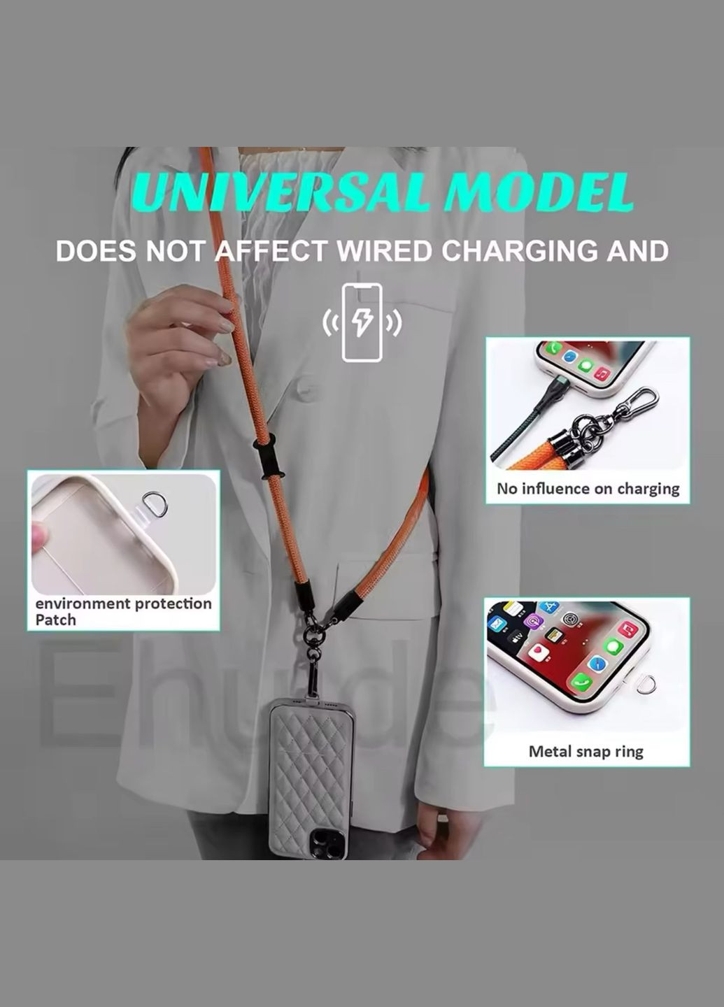 Пастельний універсальний ремінець-шнурок із двох частин 2в1: на шию, на руку, через плече Бежевий No Brand (328958129)