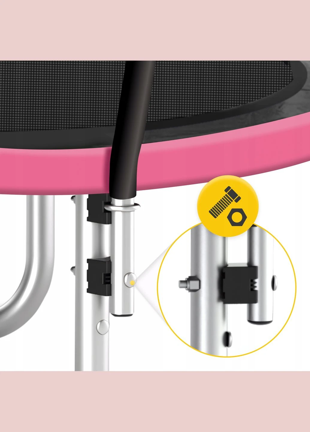 Батут із внутрішньою сіткою PRO 8FT 252 см Black/Pink (P-5907739314550) 4FIZJO (386486983)
