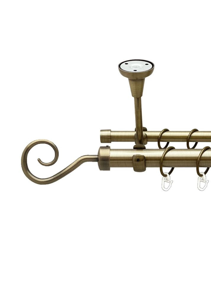 Карниз Крюк металлический двухрядный открытый к потолку гладкая труба Антик 25\16 мм 160 см (00-00018490) ORVIT (300693060)