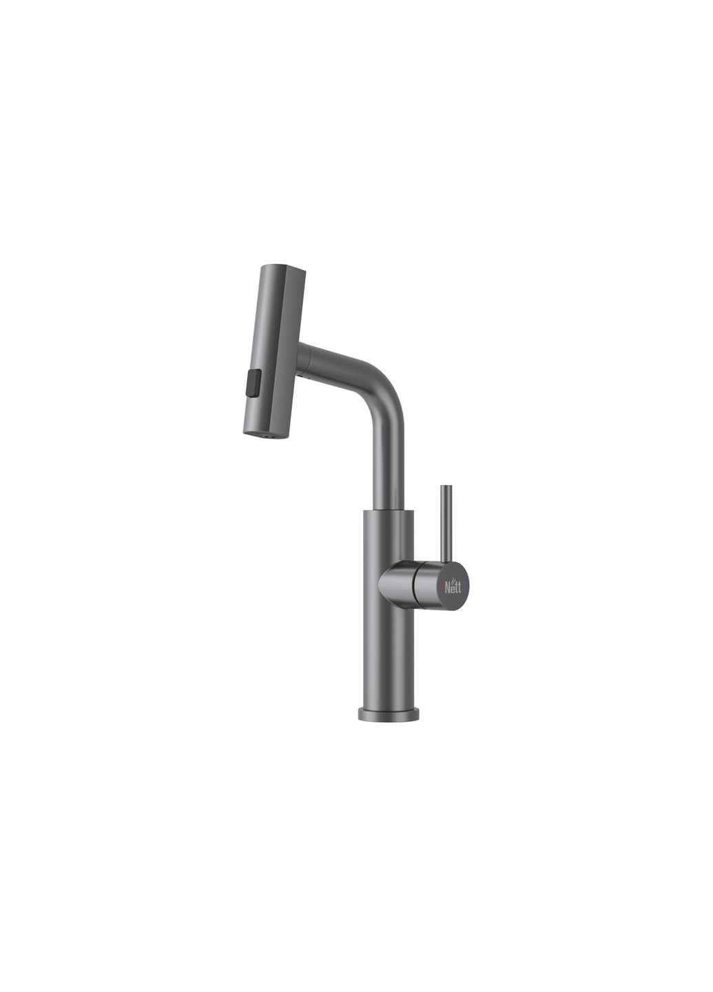 Змішувач на кухню водоспад із висувною лійкою графіт LGr-35 Nett (337718076)