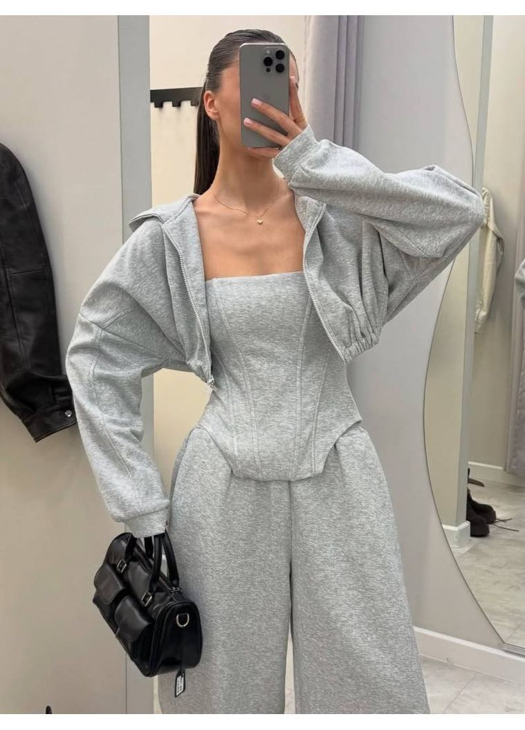 Модний жіночий комплект з корсетом та широкими брюками No Brand (371141306)