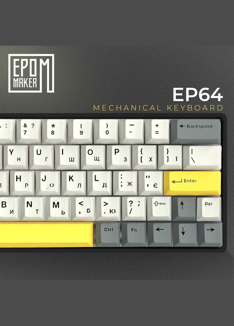 Клавиатура беспроводная EP64 60% Mulan Switch Hot-Swap (2.4G/BT/USB) RGB RU Black (EP64-B-M) EPOMAKER (342331500)