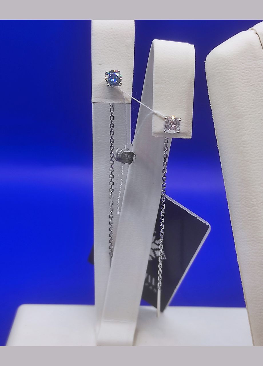 Серебряные серьги-протяжки 925 пробы, покрытие родий Shiny 2704R No Brand (331145403)