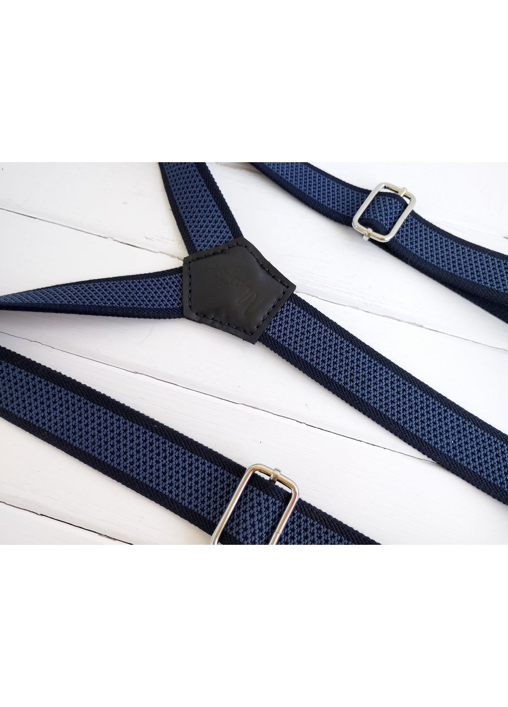 Темно-синие подтяжки в полоску текстурированные Major Style (357206636)