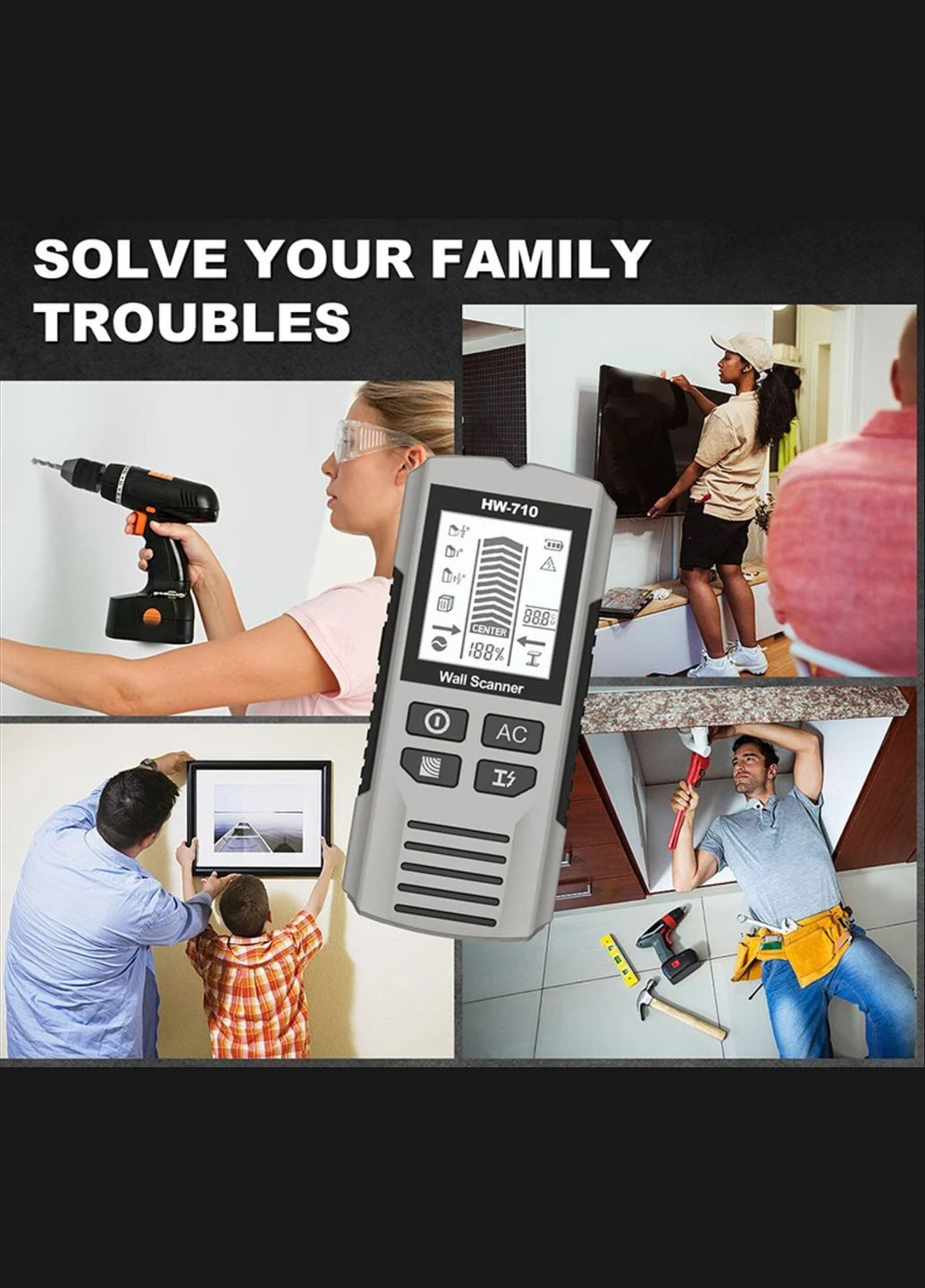 Багатофункціональний детектор прихованих об’єктів 6 в 1 HUXUAN HW-710 No Brand (347641192)