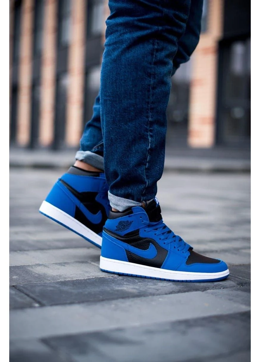 Чорні кросівки чоловічі nike air jordan retro 1 high blue black найк аір джордан чорні демісезон No Brand