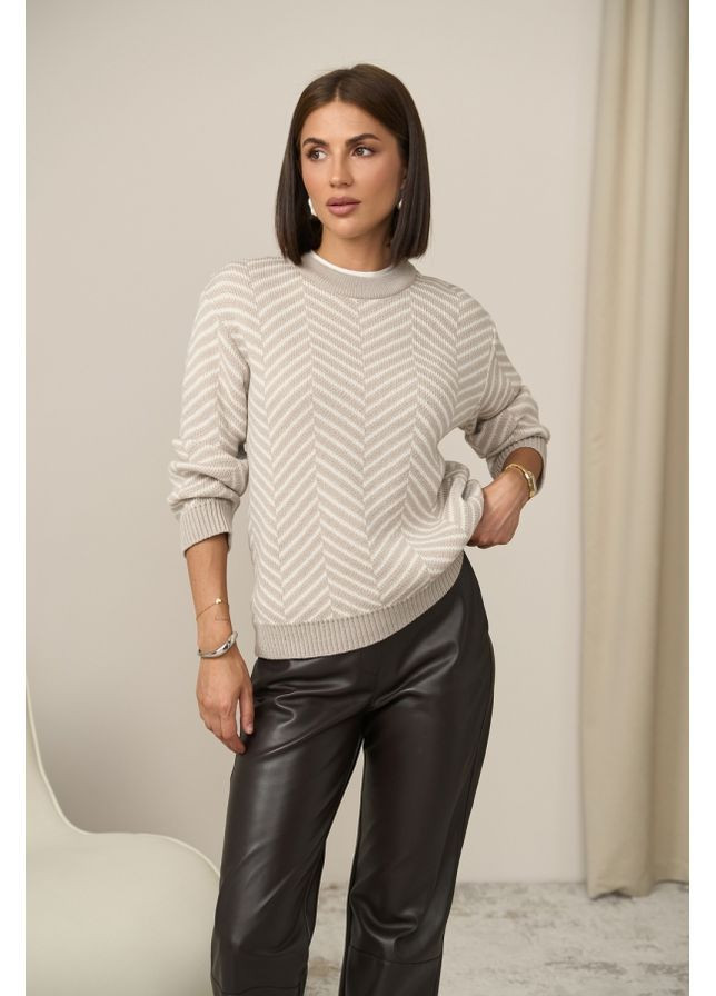 Бежевий джемпер 2821 натуральний з молочним Triko Bakh
