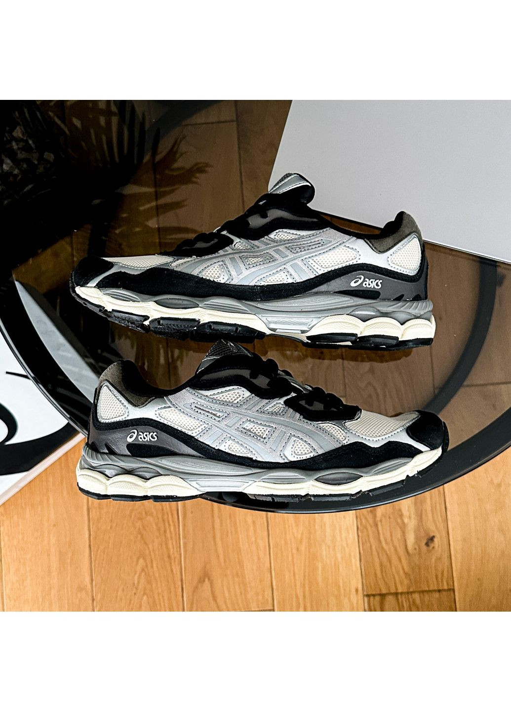 Сірі Осінні кросівки чоловічі і жіночі asics gel-nyc 1090 white black grey | асікс гель-нюк сірі білі чорні No Brand