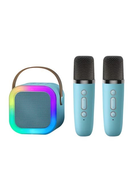 Портативная музыкальная колонка-караоке Colorful Speaker 2 микрофона RGB-свет, голубая (K12-BL) MFC (364111398)