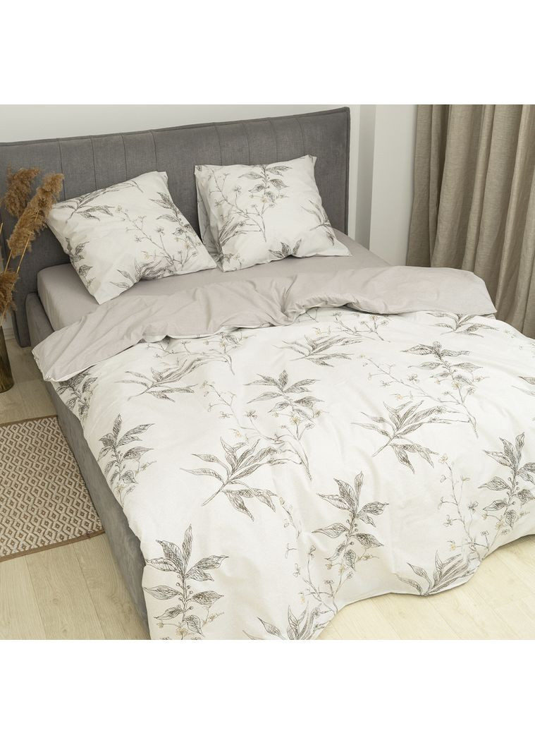 Комплект постільної білизни Євро Ранфорс 24323 з простирадлом на резинці 160х200 Viluta (365289633)