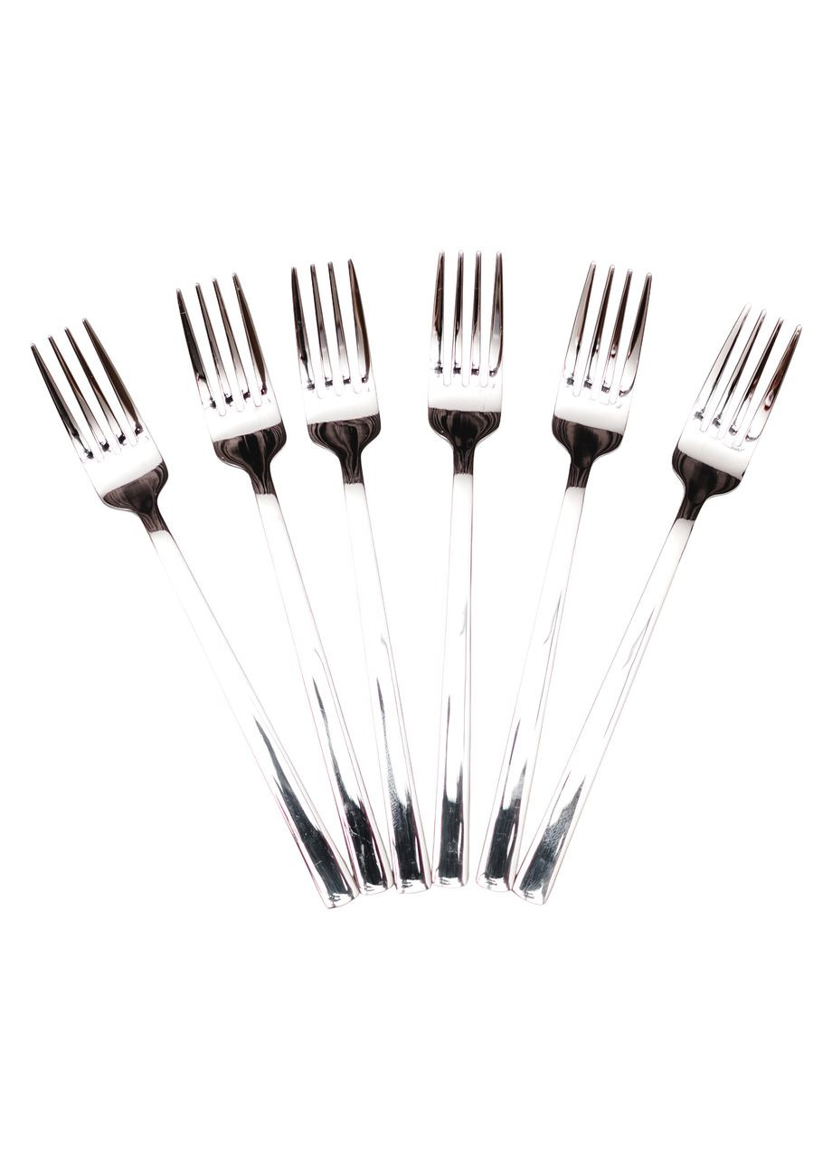 Набор десертных вилок 6 предметов 16 см из нержавеющей стали серебристые столовые приборы для десертов закусок ProDobro (364189306)