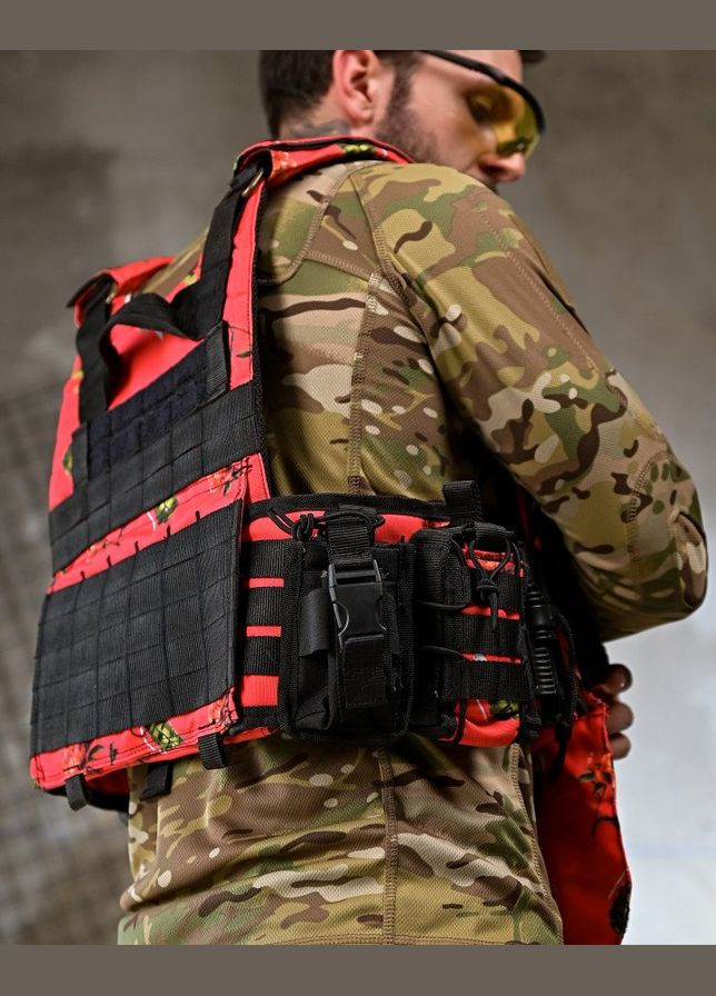 Тактическая плитоноска 4 точки сборса с подсумками красная Freedom (342080417)