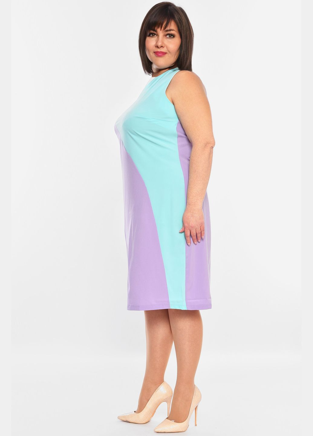 Бузкова джинсова сукня жіноча бузкового кольору з принтом силуетна Let's Shop однотонна