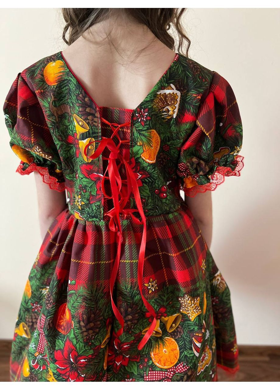 Зелёное новогоднее зелёное платье с игрушками No Brand (369964981)