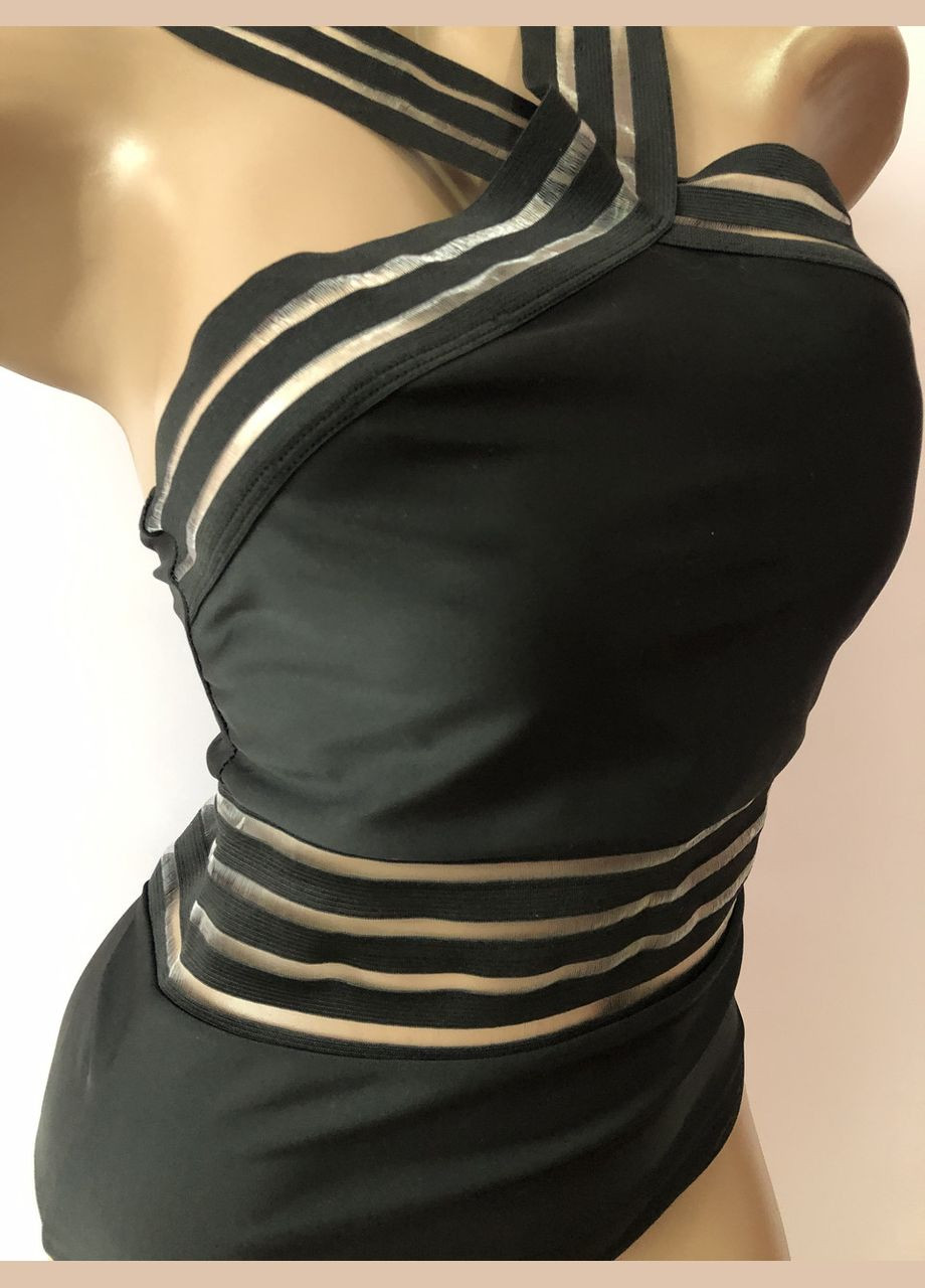 Черный летний женский сплошной купальник монокини цельный купальник (6-61) No Brand