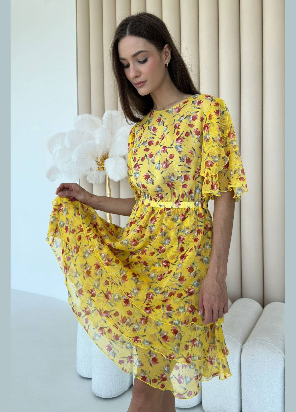Жовтий сукня Nenka з квітковим принтом