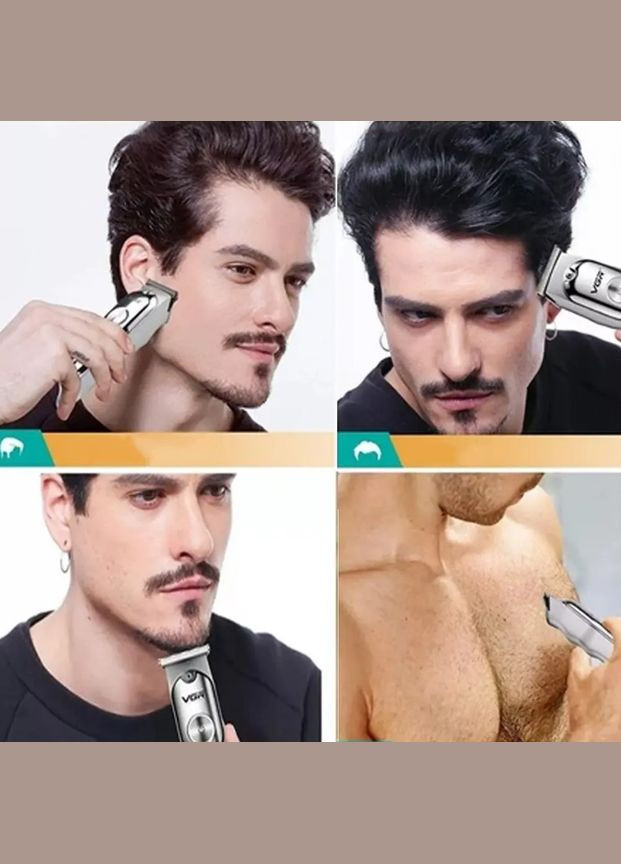 Акумуляторна машинка для стрижки з насадками 600 mAh 5 Вт сріблястий (2390000058) VGR V-071 (348059301)