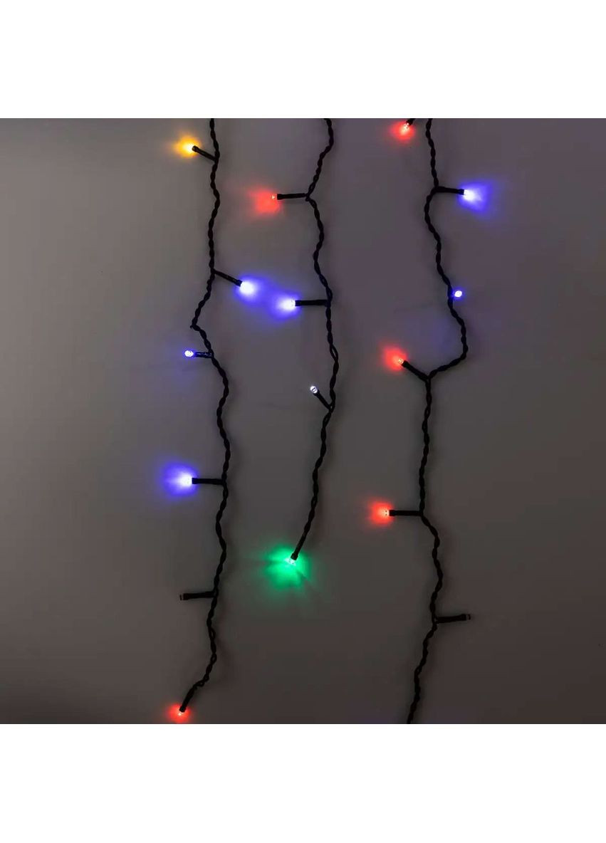 Уличная гирлянда бахрома 50 (м) 810 led светодиодов наружная мультиколор черный провод Jooki (366037854)