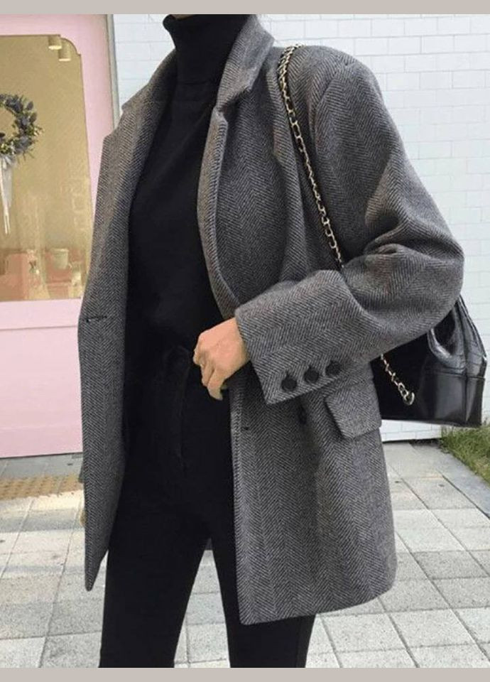 Сіре демісезонне Жіноче пальто No Brand