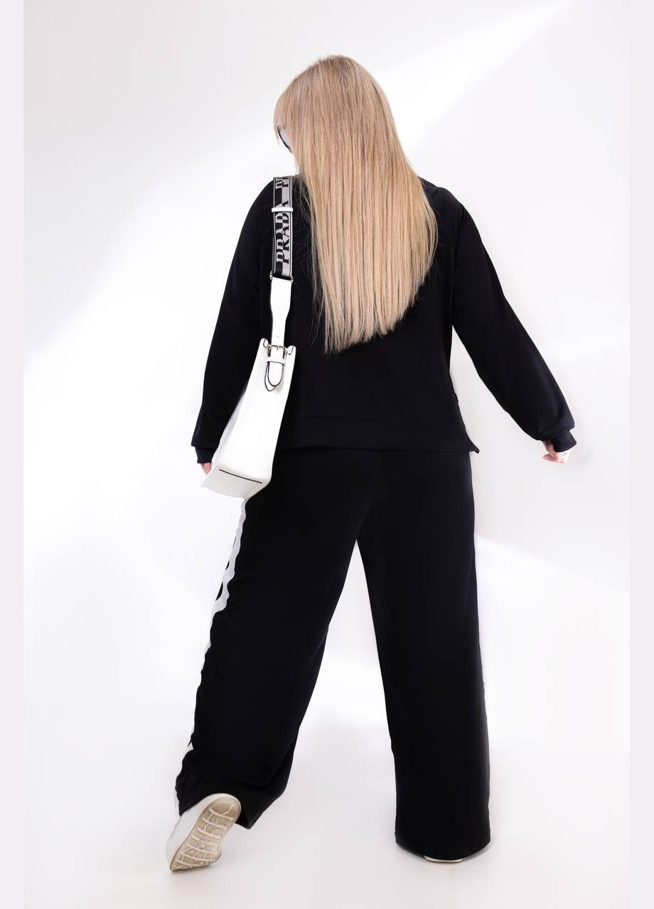 Женский спортивный костюм цвет черный с белым р.50/54 450800 New Trend (282926401)