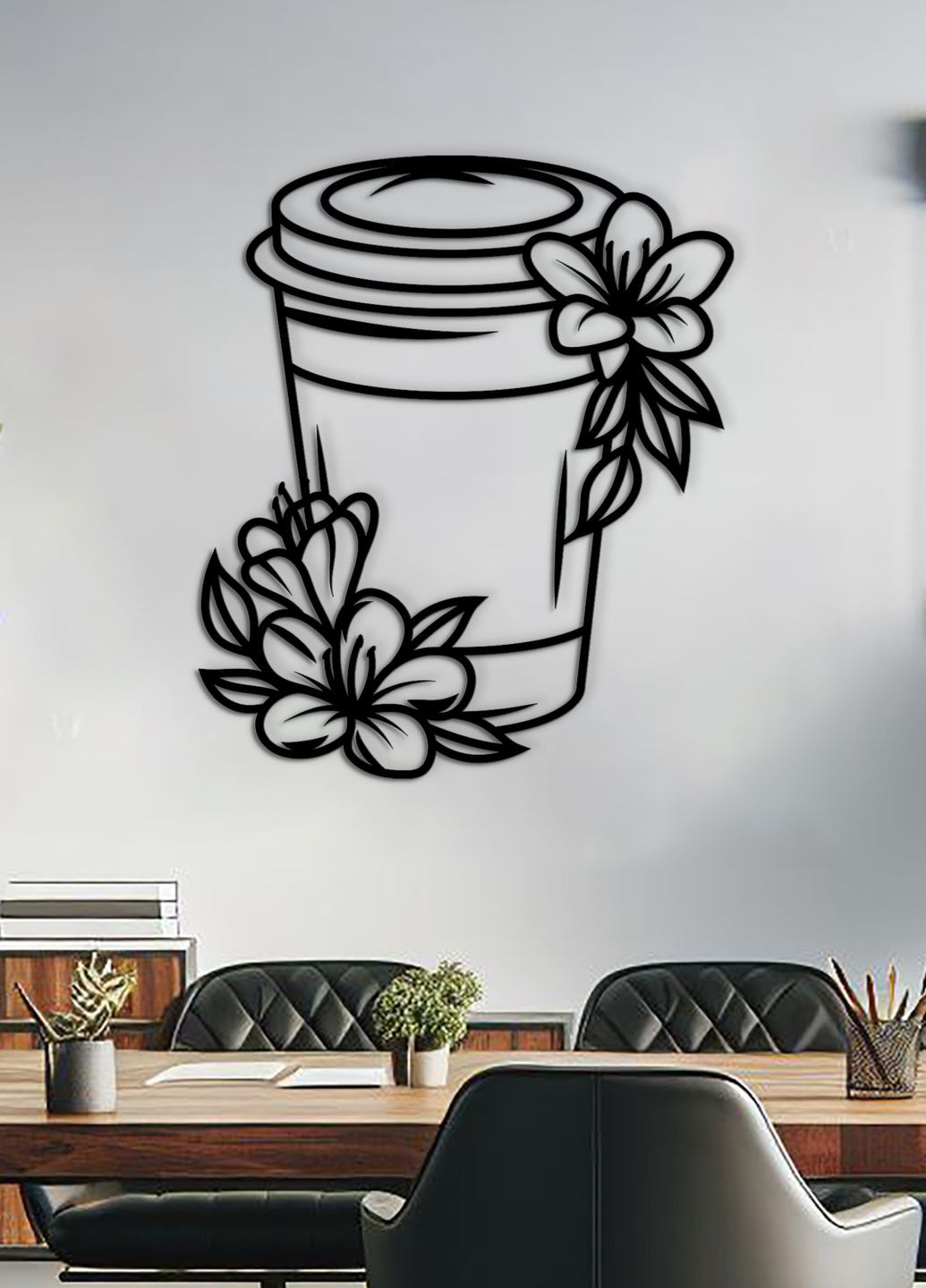 Современная картина на кухню, декоративное панно из дерева "Кофе с собой", стиль минимализм 15х18 см Woodyard (291882797)