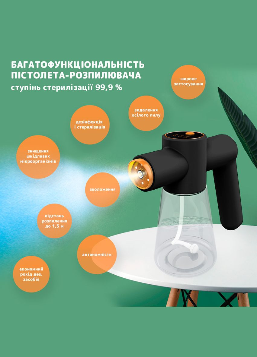 Ручной портативный распылитель для дезинфектора Nano Spray Machine F9 черный. Для быстрой дезинфекции помещений No Brand (347590534)