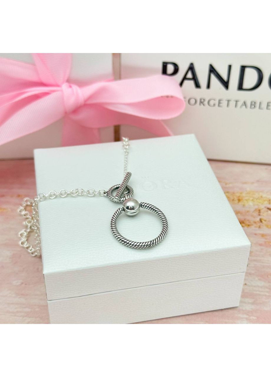 Серебряное ожерелье с кулоном O и Т-образной застежкой 391157C00 Kabluchka (355462840)