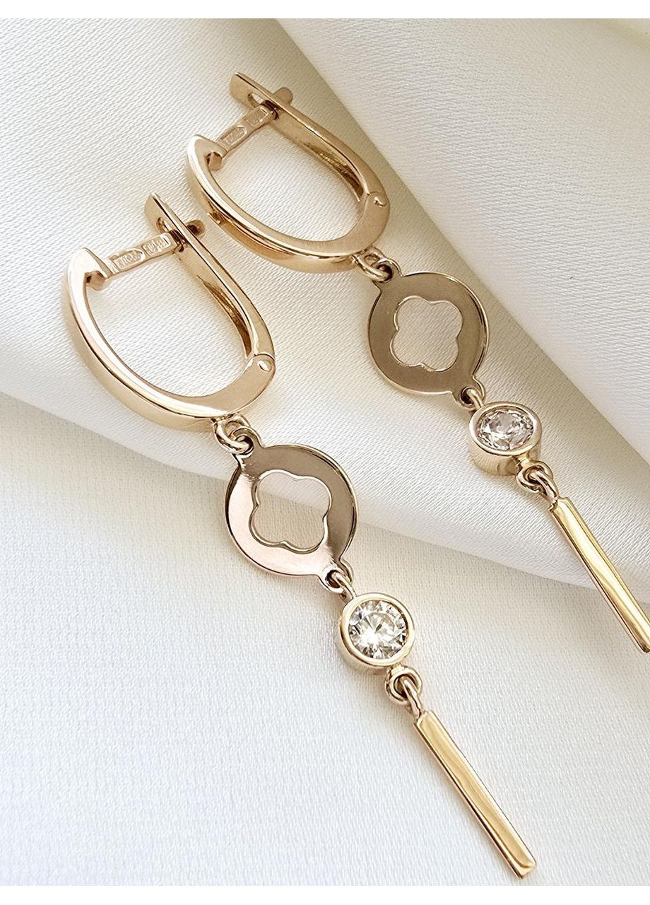 Золоті сережки-підвіски с фіанітами 110585-1с Столична Ювелірна Фабрика (355795894)