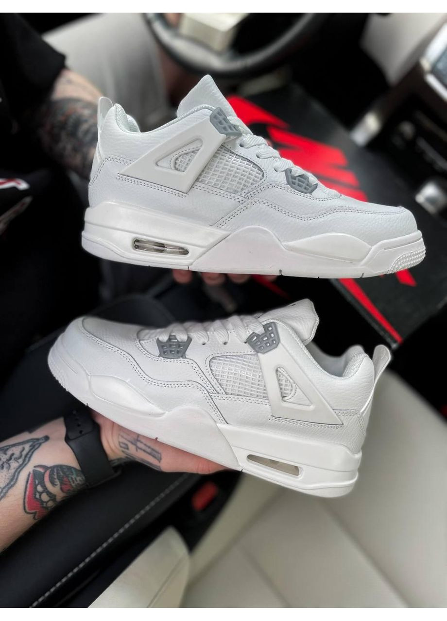Білі Осінні кросівки чоловічі nike air jordan retro 4 white cement v2 найк аір джордан No Brand