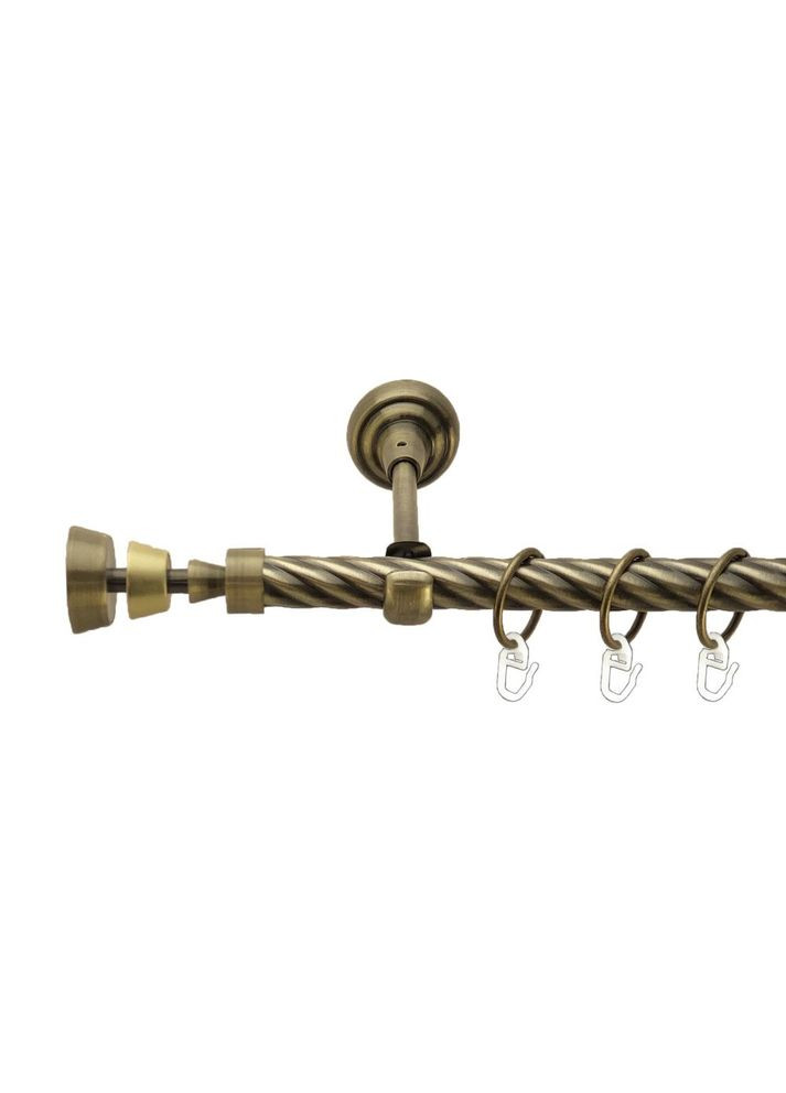 Карниз Пирамиса металлический однорядный открытый скрученная труба Антик 19 мм 300 см (00-00017180) ORVIT (300283812)