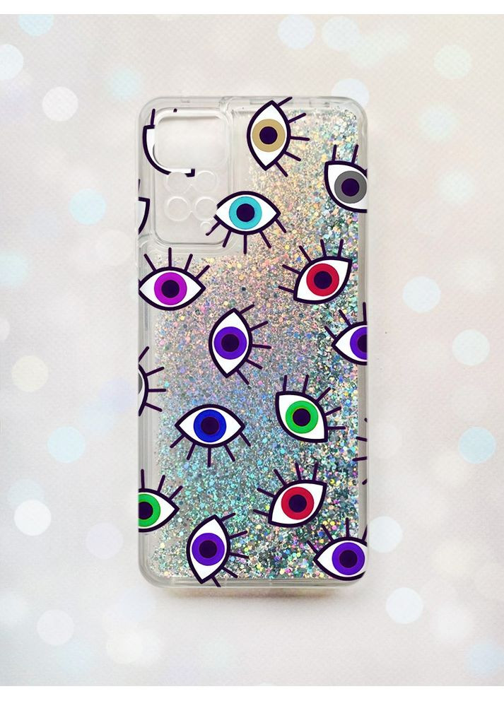 Чехол с плавающими блестками на Xiaomi Redmi Note 11 Pro/12 Pro 4G Серебряный:: Разноцветные глаза (336) Creative (360664951)
