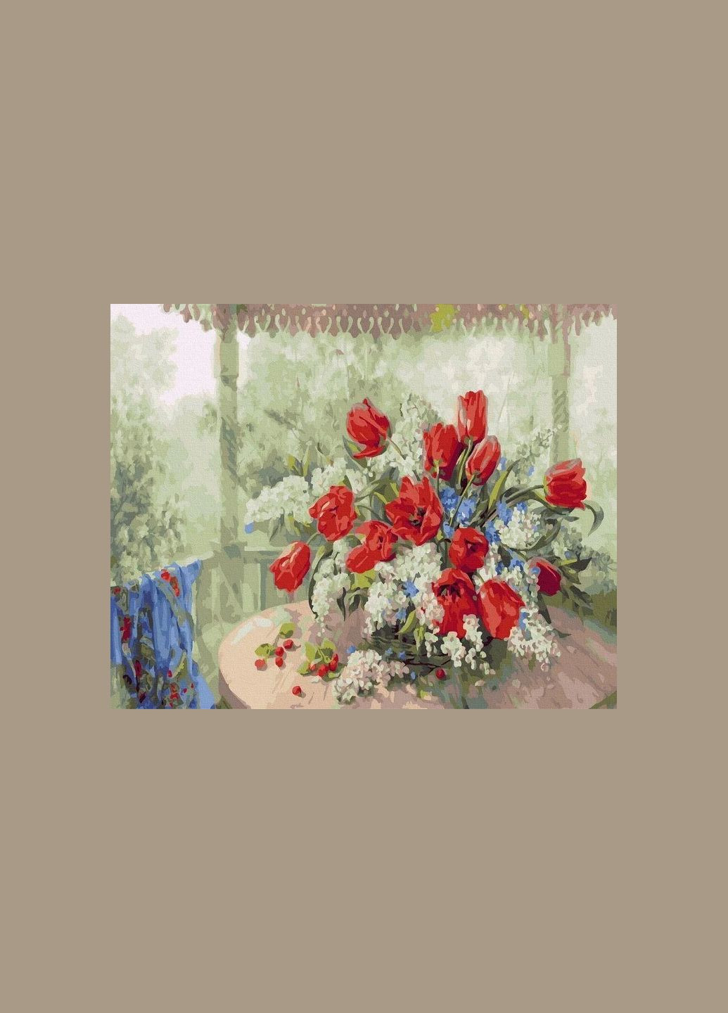 Картини за номерами квіти 40х50 Картина по цифрах на полотні Тюльпани та конвалії Картини розпис за номерами GX24487 Rainbow Art (308988509)