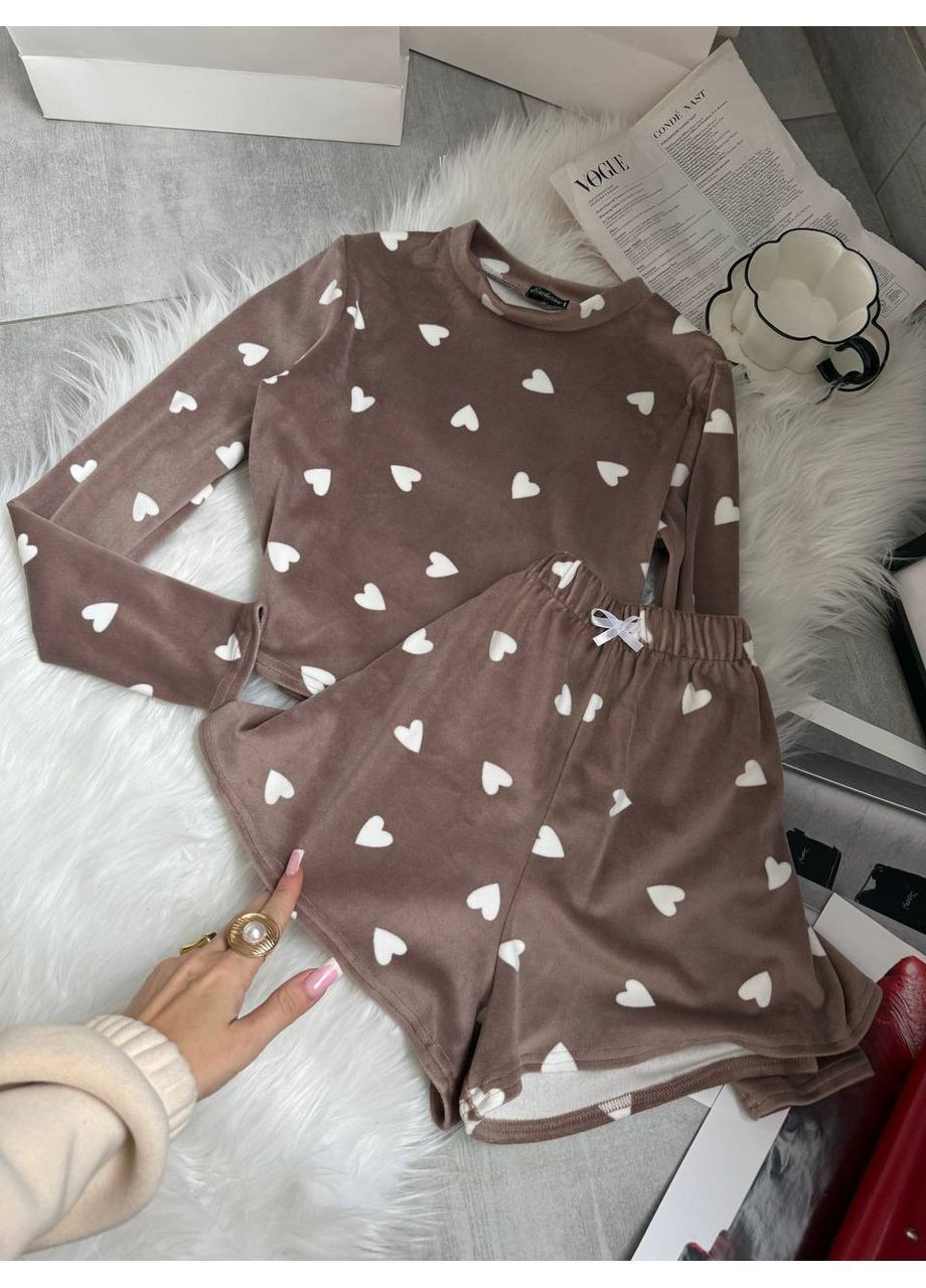 Темно-бежевая всесезон пижама женская Гермес