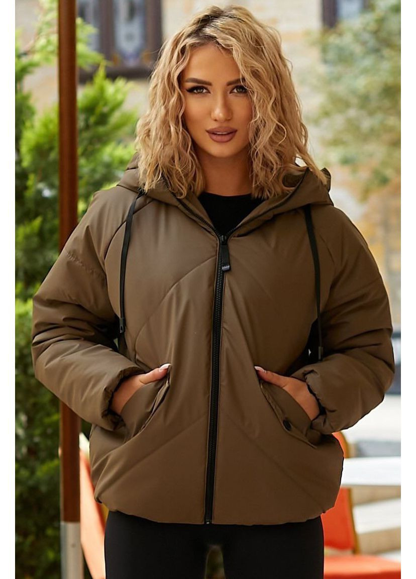 Черная демисезонная куртка женская демисезонная коричнивого цвета Let's Shop