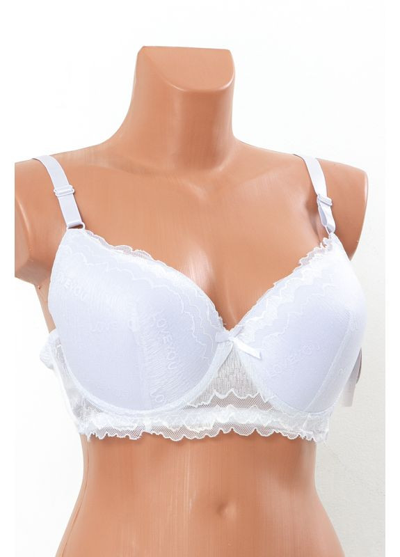Білий класичний бюстгальтер однотонний (чашка d) (p-18697) Носи своє